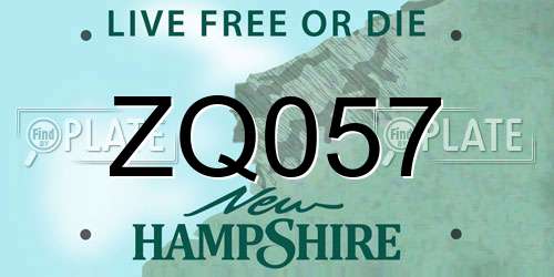 ZQ057 New Hampshire License Plate