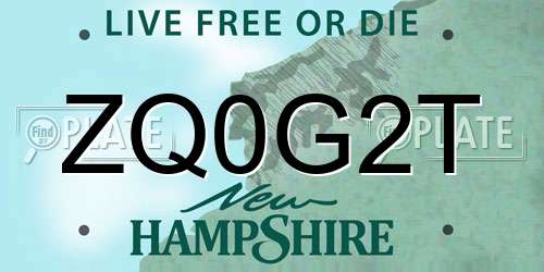 ZQ0G2T New Hampshire License Plate