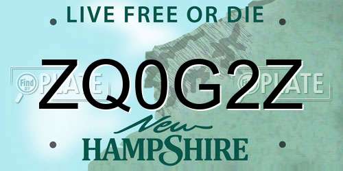ZQ0G2Z New Hampshire License Plate