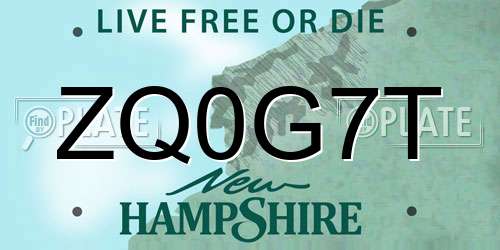ZQ0G7T New Hampshire License Plate