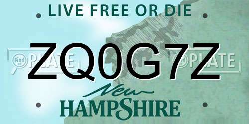ZQ0G7Z New Hampshire License Plate