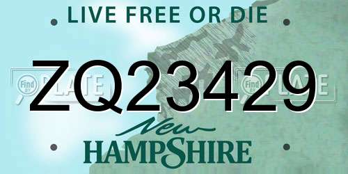 ZQ23429 New Hampshire License Plate