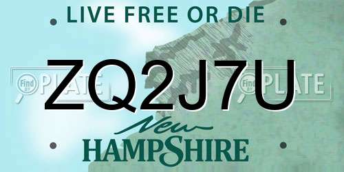 ZQ2J7U New Hampshire License Plate