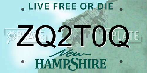 ZQ2T0Q New Hampshire License Plate