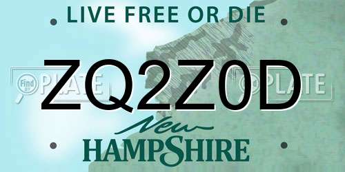 ZQ2Z0D New Hampshire License Plate