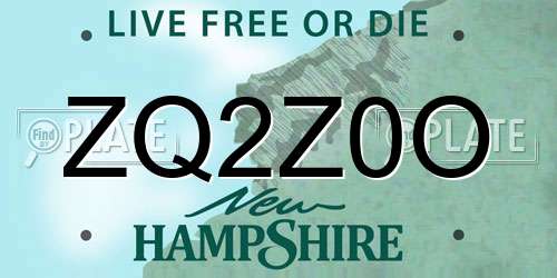 ZQ2Z0O New Hampshire License Plate