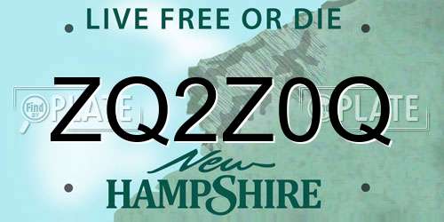 ZQ2Z0Q New Hampshire License Plate