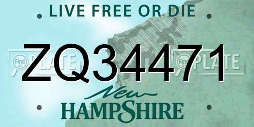 ZQ34471 New Hampshire License Plate