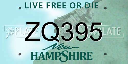 ZQ395 New Hampshire License Plate