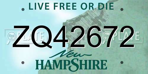 ZQ42672 New Hampshire License Plate
