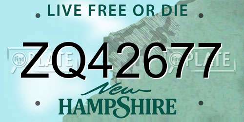 ZQ42677 New Hampshire License Plate