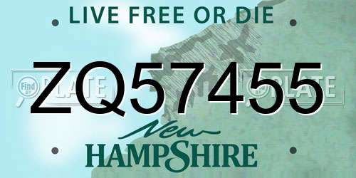 ZQ57455 New Hampshire License Plate