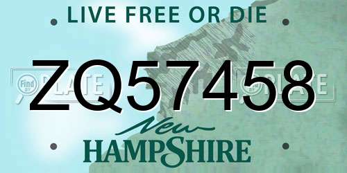 ZQ57458 New Hampshire License Plate