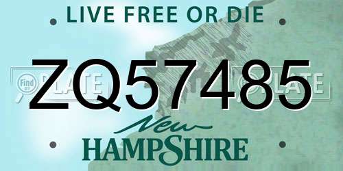 ZQ57485 New Hampshire License Plate
