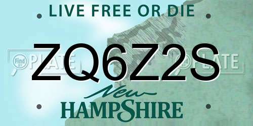 ZQ6Z2S New Hampshire License Plate