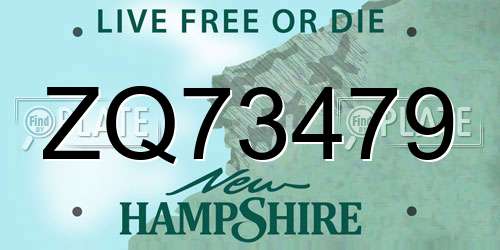 ZQ73479 New Hampshire License Plate