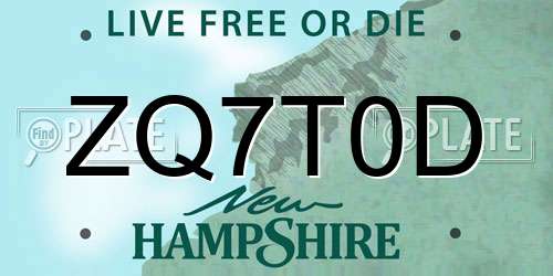 ZQ7T0D New Hampshire License Plate