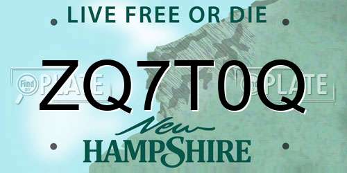 ZQ7T0Q New Hampshire License Plate