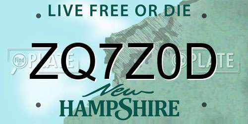 ZQ7Z0D New Hampshire License Plate