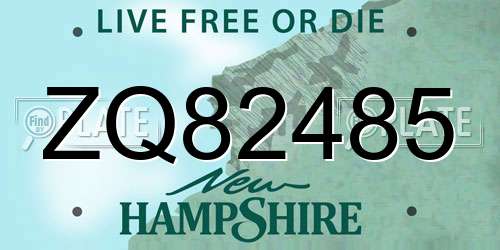 ZQ82485 New Hampshire License Plate