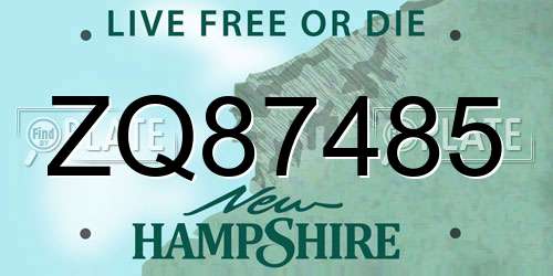 ZQ87485 New Hampshire License Plate