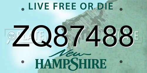 ZQ87488 New Hampshire License Plate