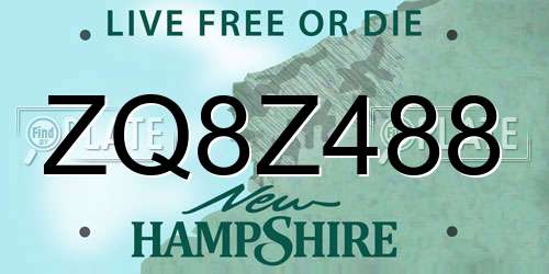 ZQ8Z488 New Hampshire License Plate