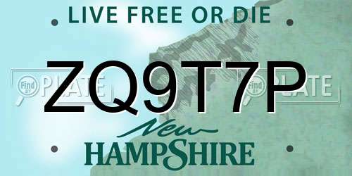 ZQ9T7P New Hampshire License Plate