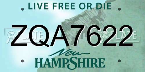 ZQA7622 New Hampshire License Plate