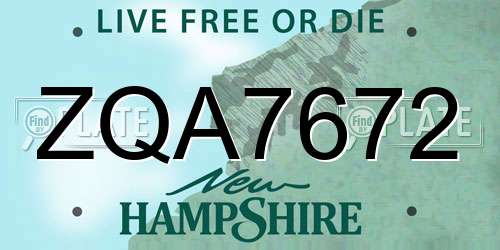 ZQA7672 New Hampshire License Plate