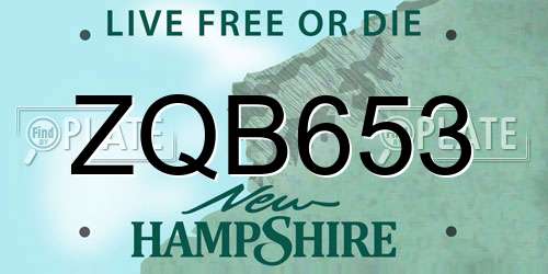 ZQB653 New Hampshire License Plate