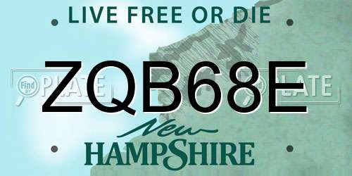 ZQB68E New Hampshire License Plate