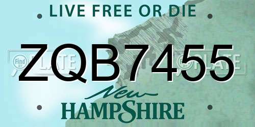 ZQB7455 New Hampshire License Plate