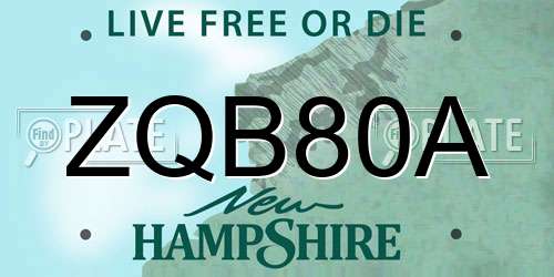 ZQB80A New Hampshire License Plate