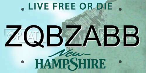 ZQBZABB New Hampshire License Plate