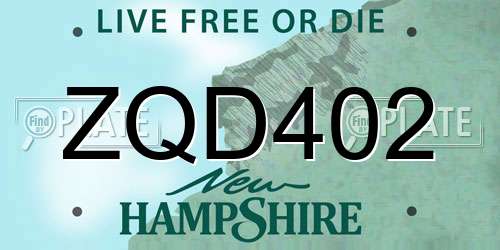 ZQD402 New Hampshire License Plate