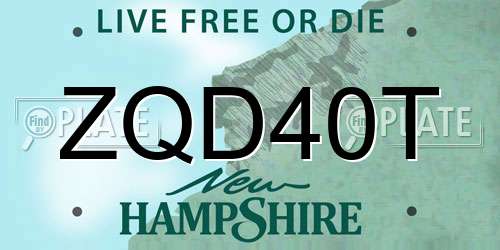 ZQD40T New Hampshire License Plate
