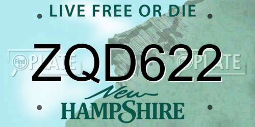 ZQD622 New Hampshire License Plate