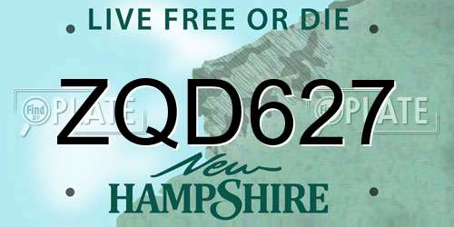 ZQD627 New Hampshire License Plate