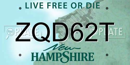 ZQD62T New Hampshire License Plate