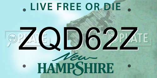 ZQD62Z New Hampshire License Plate