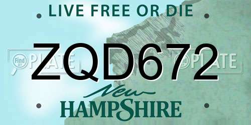 ZQD672 New Hampshire License Plate