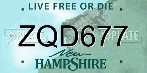 ZQD677 New Hampshire License Plate