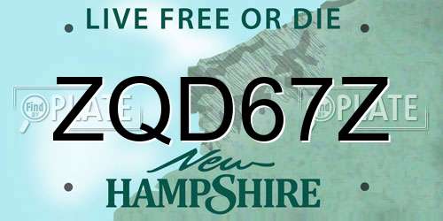 ZQD67Z New Hampshire License Plate