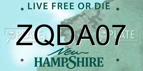 ZQDA07 New Hampshire License Plate
