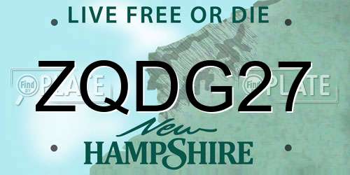 ZQDG27 New Hampshire License Plate