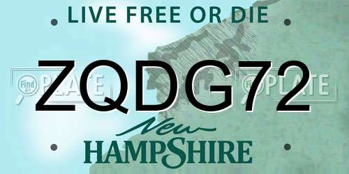 ZQDG72 New Hampshire License Plate
