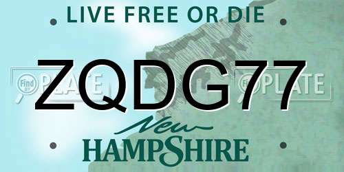 ZQDG77 New Hampshire License Plate