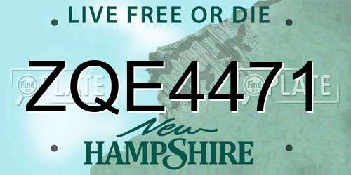 ZQE4471 New Hampshire License Plate