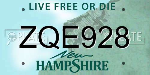 ZQE928 New Hampshire License Plate